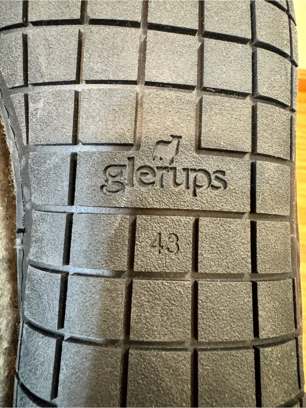 Glerups  boot Gray Wool Slipper With Black Rubber Bottom -  EU Size 43 Unisex‎